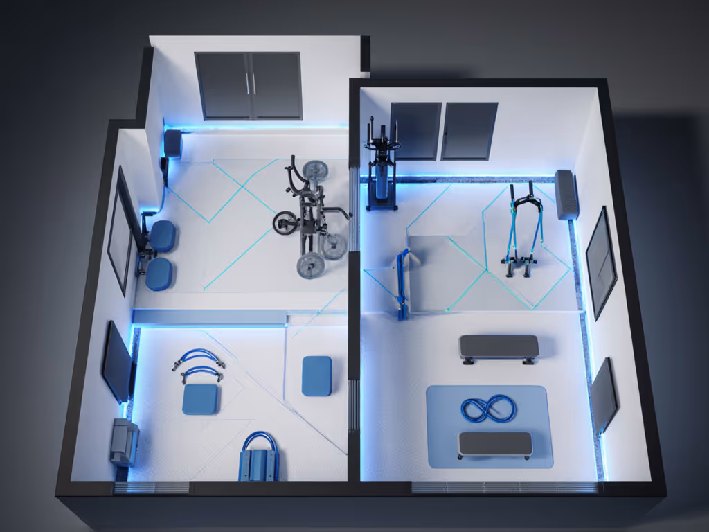 chronic_pain_home_gym_layout_with_vibration_isolation_layers_and_clearance_zones