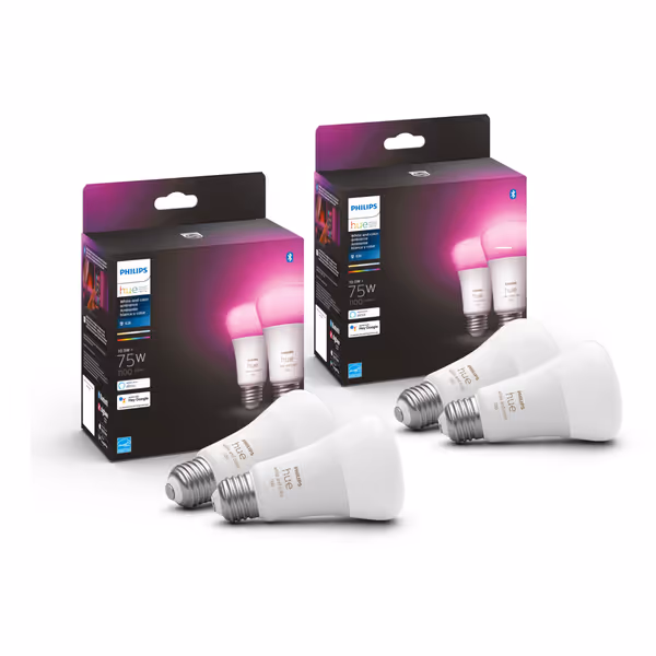 Philips Hue 75W A19 Smart Color LED Bulb 4-Pack